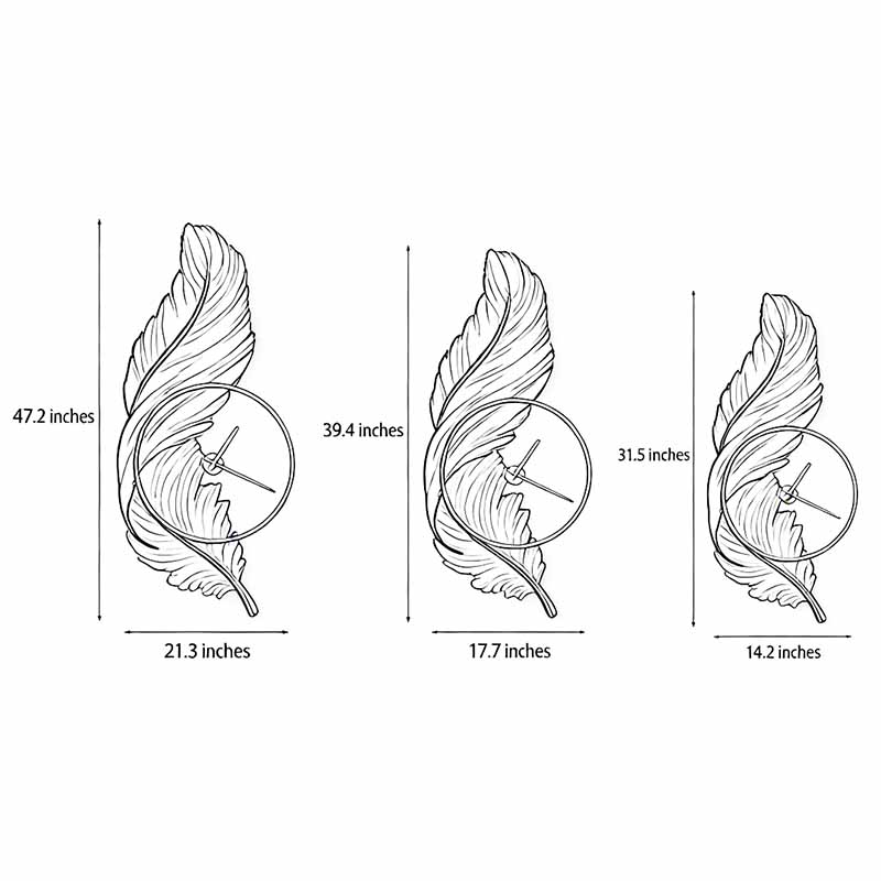 Dimensional drawings of the three models of the Feather LED wall lamp.