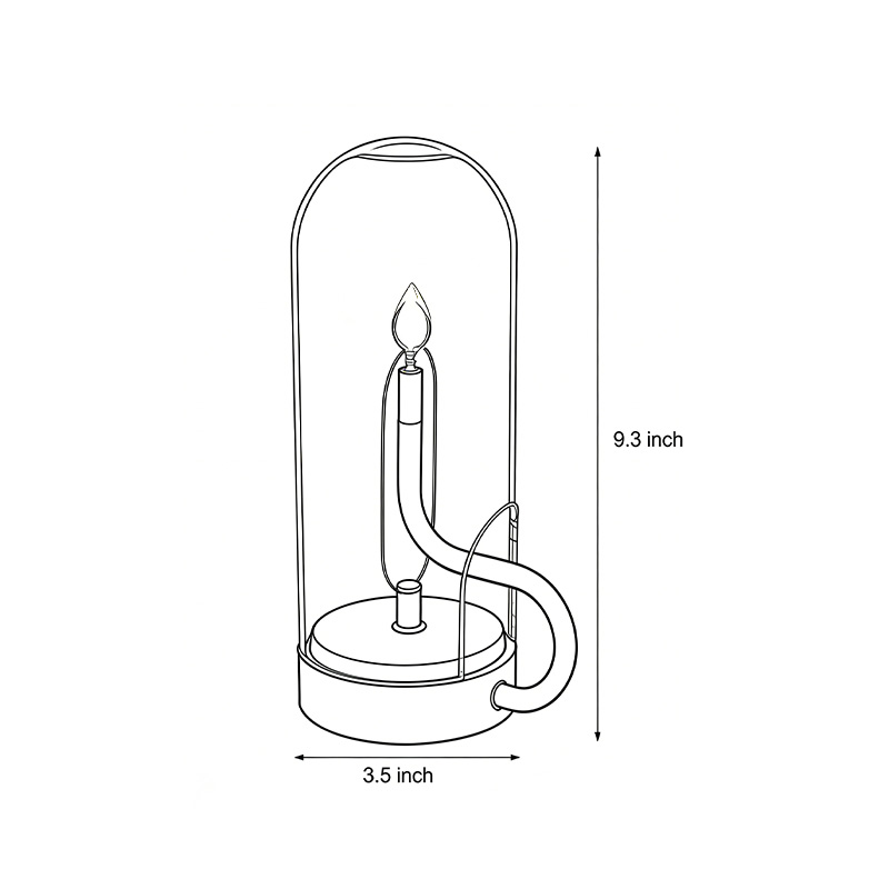 Product structure diagram of the glass dome table light 9.3inch *3.5inch.