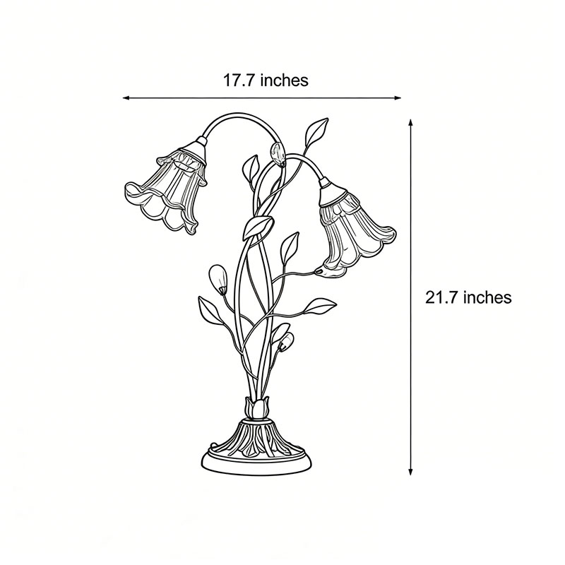 Product structure diagram of the Lily table lamp 21.7inch*17.7inch.