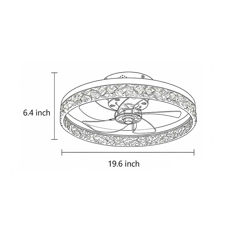 Product dimension diagram of the 5-blade fan light 6.4inch*19.6inch.