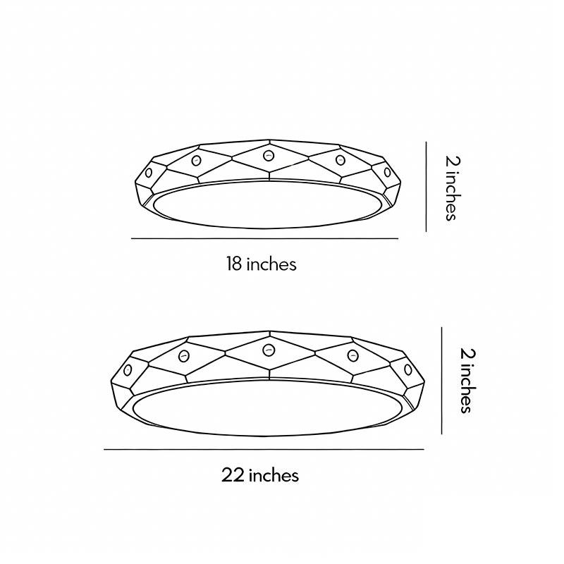 Dimensional drawings for two models of children's ceiling lights.