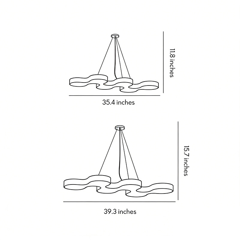 Dimensions of two unique modern chandelier models.