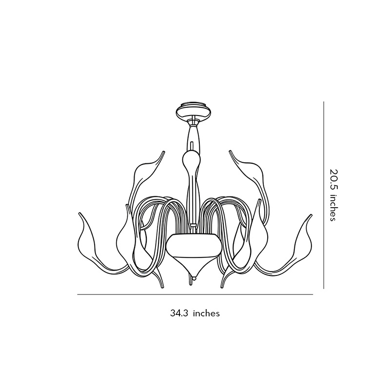 Dimensional drawing of the swan chandelier 34.3inch*20.5inch.