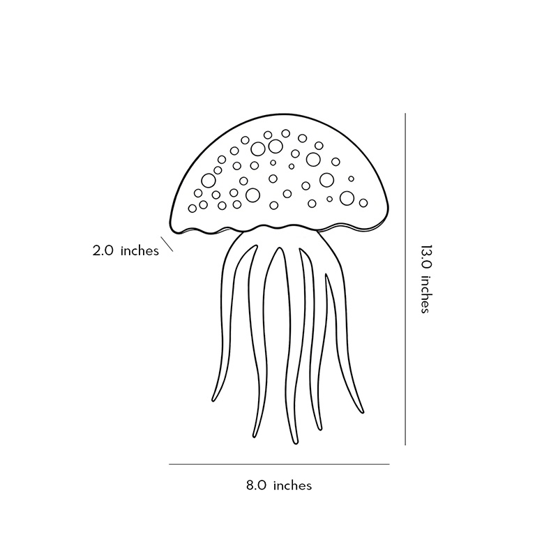 Dimensional drawing for the jellyfish wall light. 13.0inch*8.0inch*2.0inch.