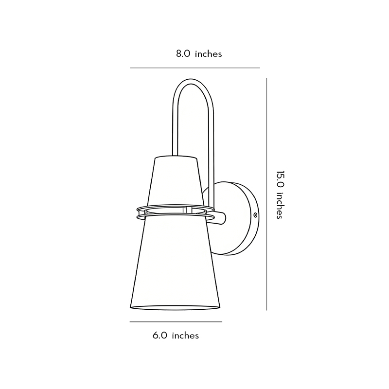 Dimensional drawing of the Cone Wall Lamp 6.0inch * 15.0inch.