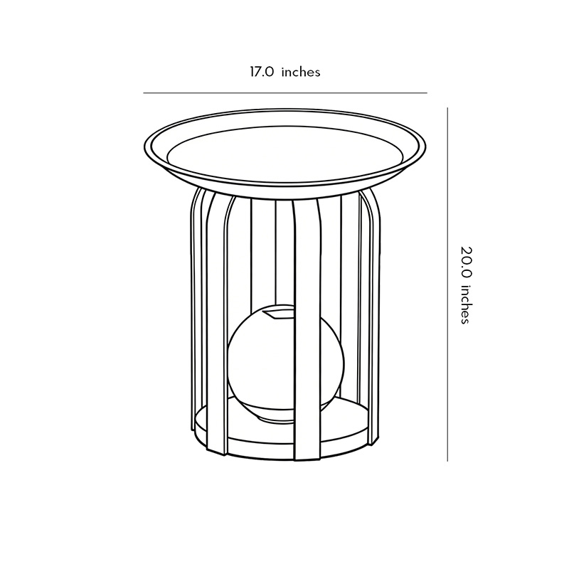 Product size chart for outdoor tray floor lamp 20.0inch* 17inch.