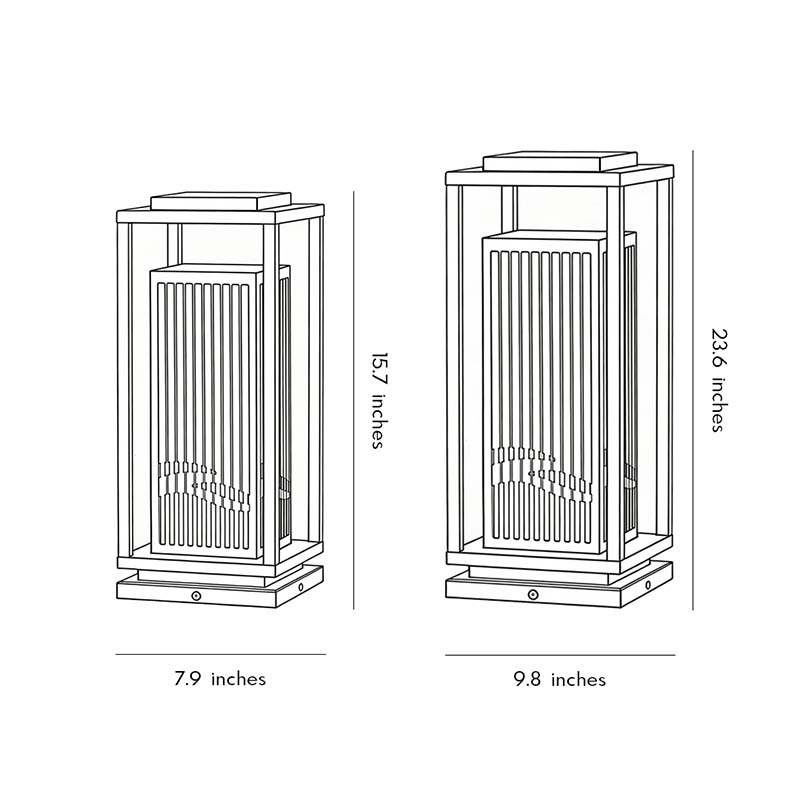 Size charts for two different sizes of Garden Bollards Lights.