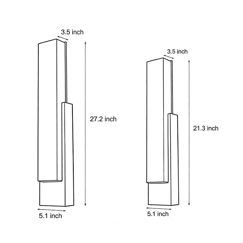 Size charts for two different specifications of the stone texture wall light.