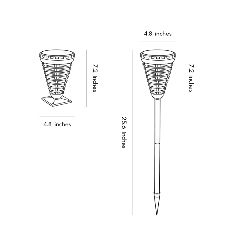 Dimensions of two different specifications of the solar torch light.
