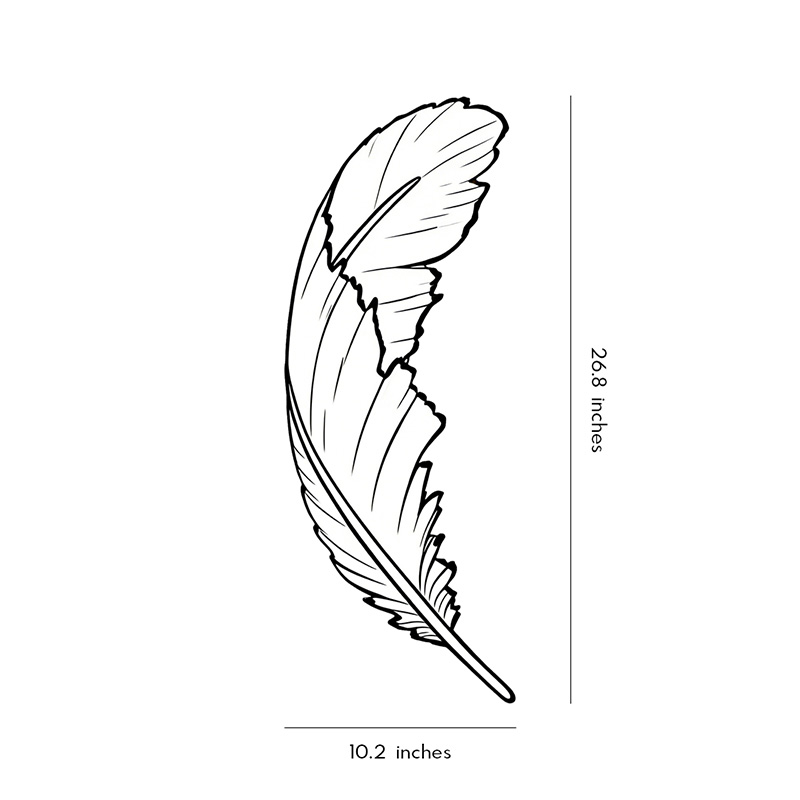 Dimension diagrams for the feather-led wall lamp 10.2inch * 26.8inch.