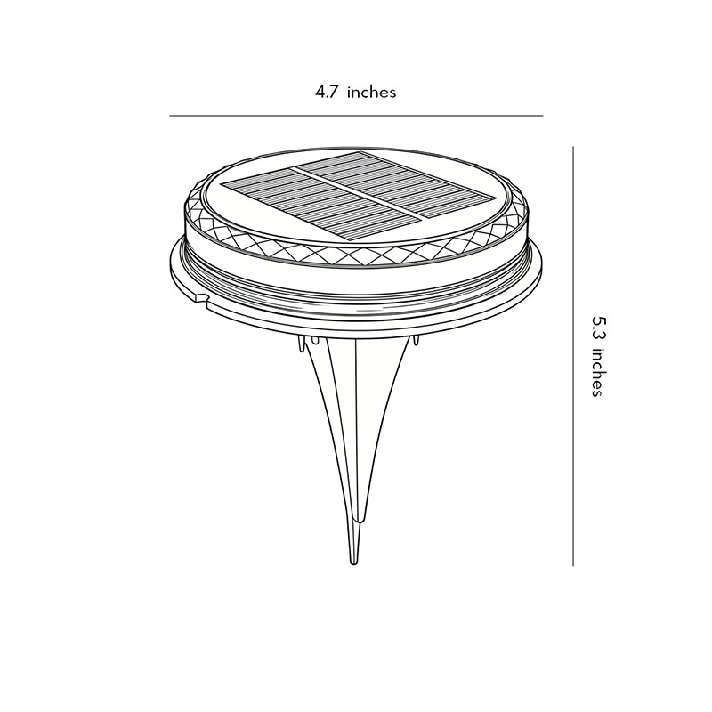 Product specification diagram for solar disc light 5.4inch*4.7inch.