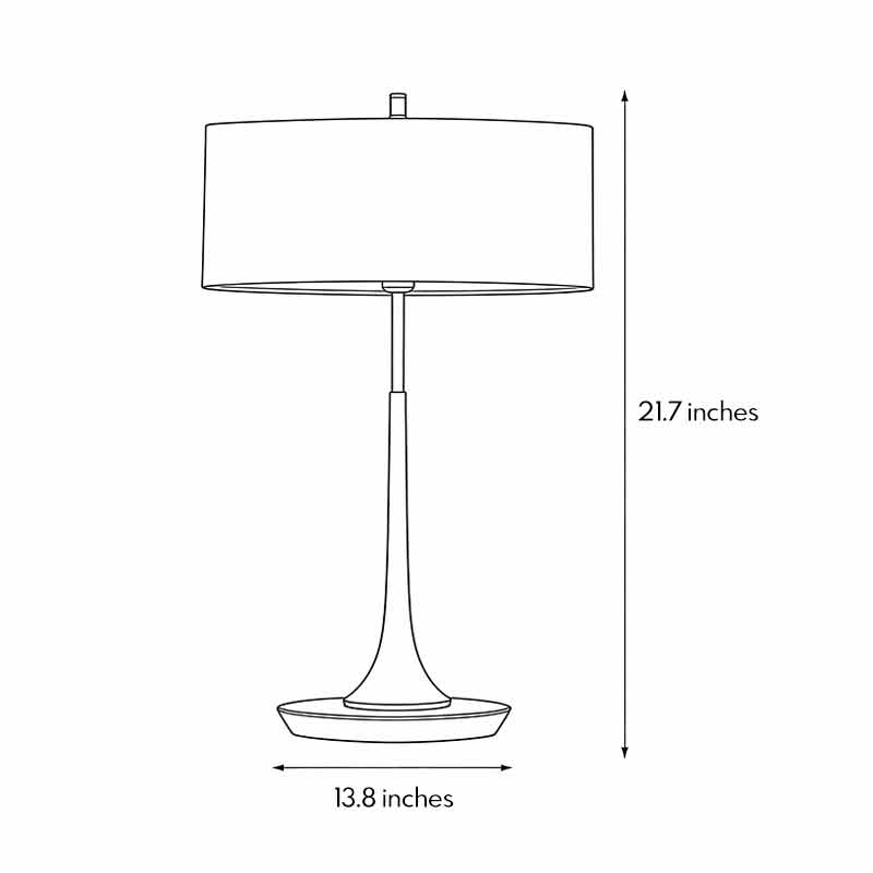 Product size diagram for the fabric table lamp 13.8inch * 21.7inch.