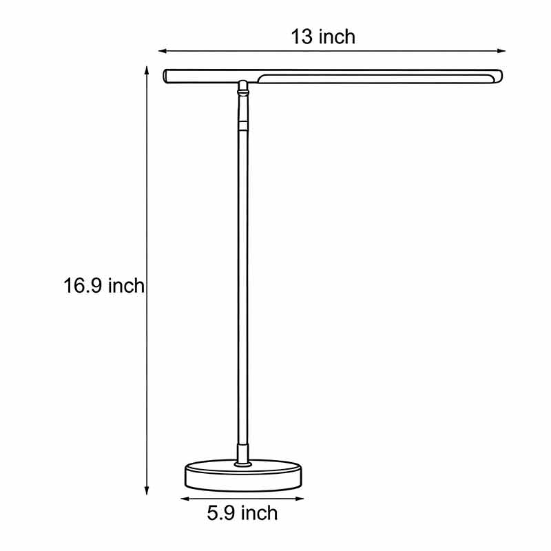 Product size diagram for the linear table light 5.9inch * 16.9inch * 13inch.
