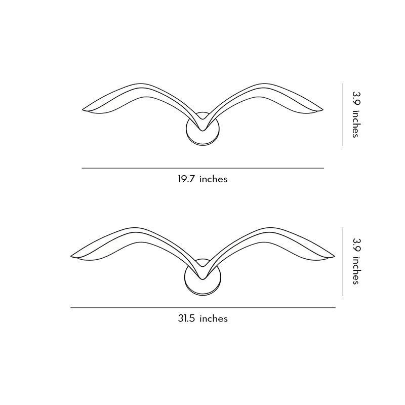 Product dimension diagrams for two specifications of Seagull Lighting Sconces.
