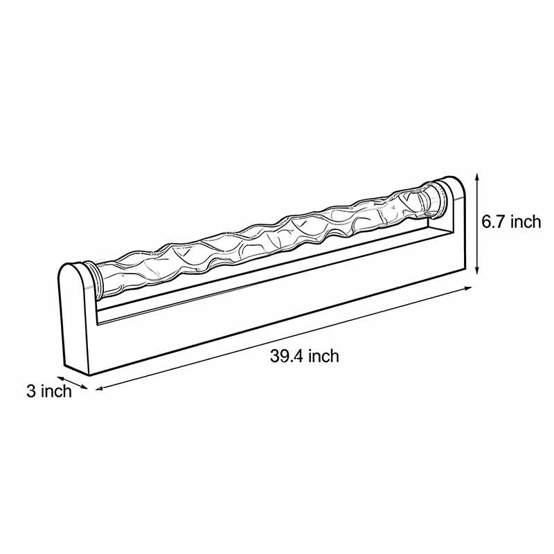 Product size diagram for the water pattern lamp 3inch * 39.4inch * 6.7inch.