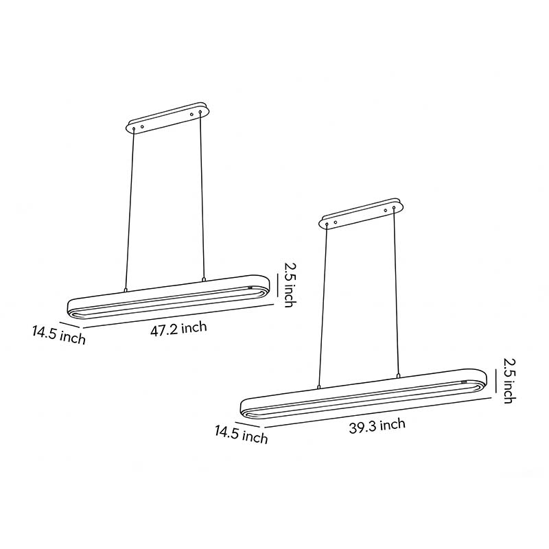 Product size diagrams for two specifications of chrome pendant lights.
