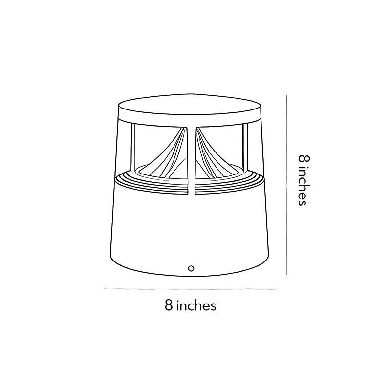 Product size diagram for Short Bollard Light 8inch * 8inch.