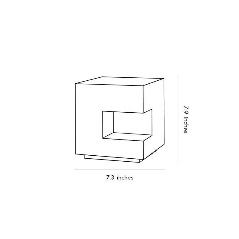 Product dimension diagrams for floor light boxes 7.3inch * 7.9inch.