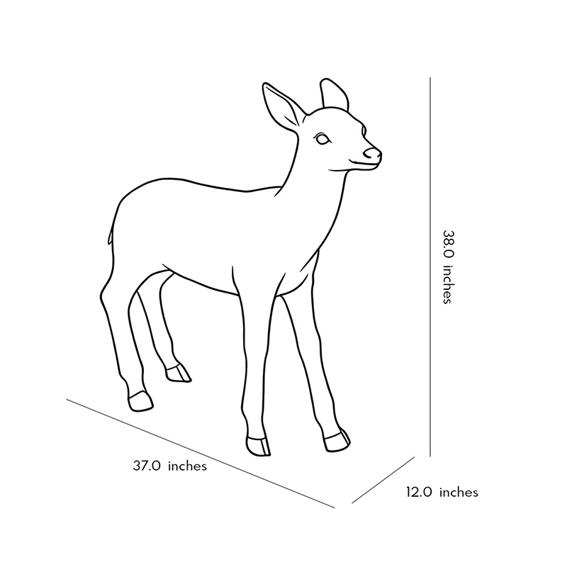 Product size diagrams for deer lights 37.0inch * 12.0inch * 38.0inch.
