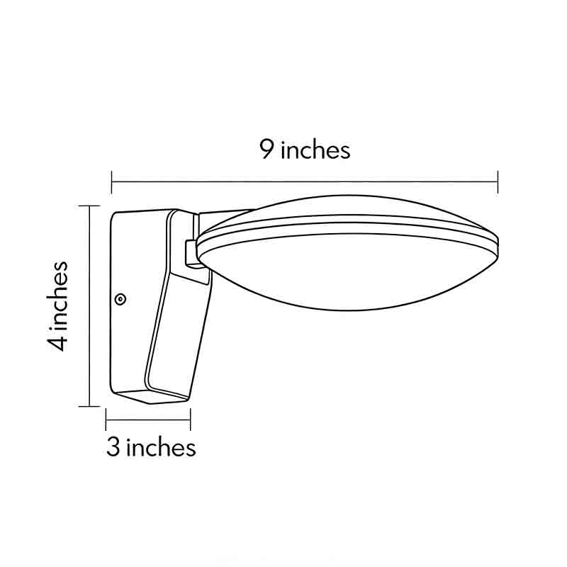 Product size diagrams for garden wall lights 3inch * 4inch * 9inch.