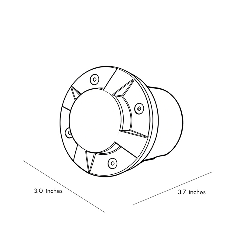 Product size diagrams for metal deck lights 3.0inch *3.7inch.