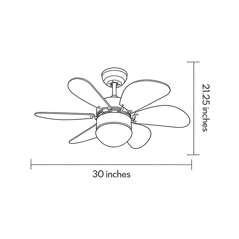 Product size charts for colored fan with light 30inch*21.25inch.