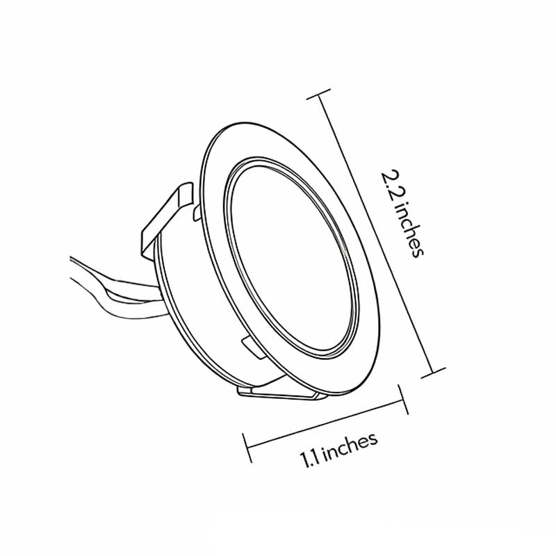 Product size diagrams for LED ground lights outdoor 1.1inch * 2.2inch.