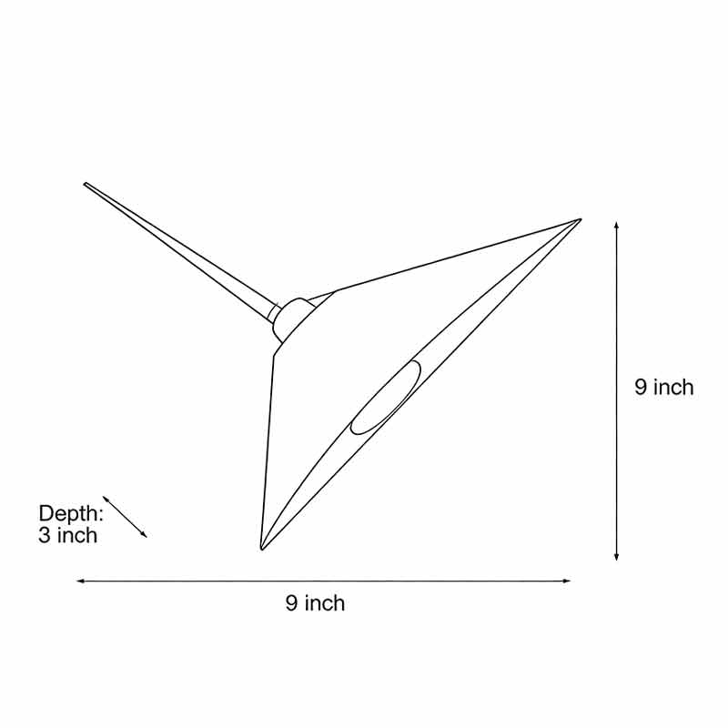 Product dimension diagram for modern triangle wall sconce.