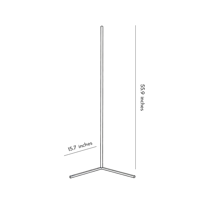 Product dimension diagrams for RGB corner floor lamps 15.7inch * 55.9inch.