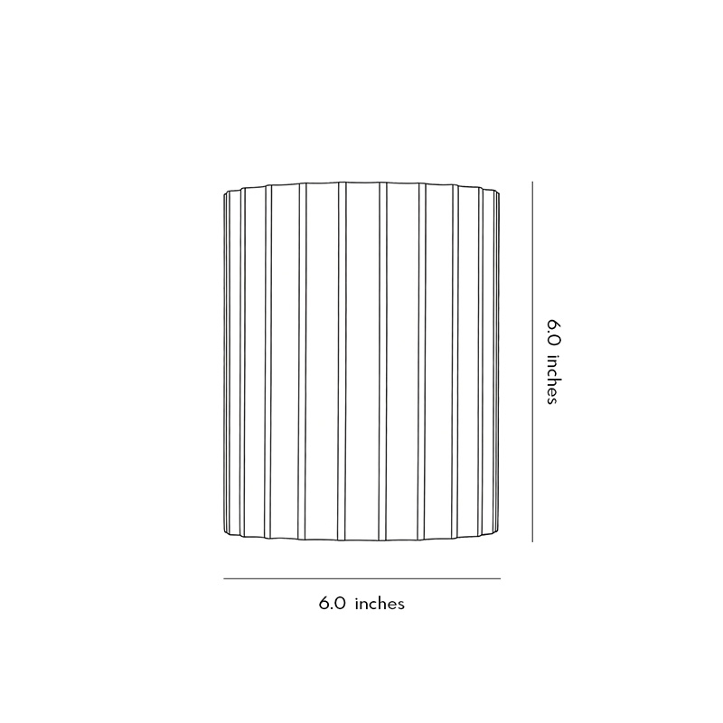 Product dimension diagram for ribbed wall sconces 6.0inch * 6.0inch.