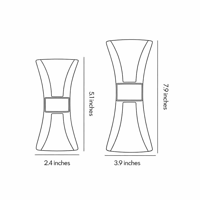 Two product structure diagrams of Hourglass wall light.
