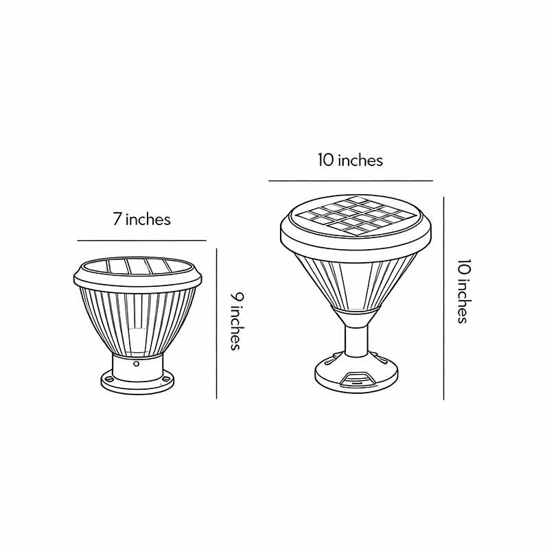 Two product structure diagrams for solar light post caps.