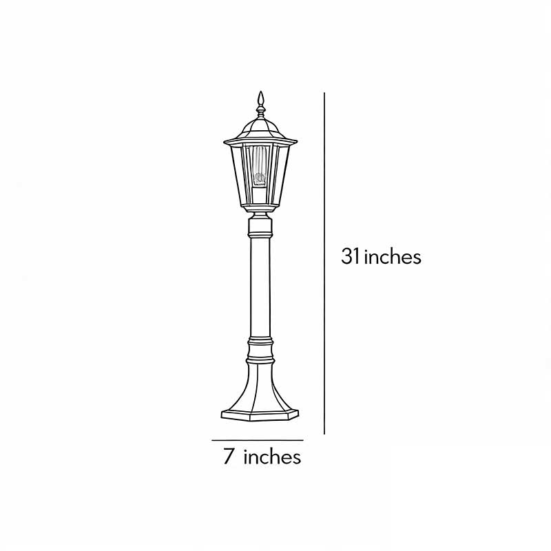 Product dimension diagram of hexagon path light 7inch * 31inch.