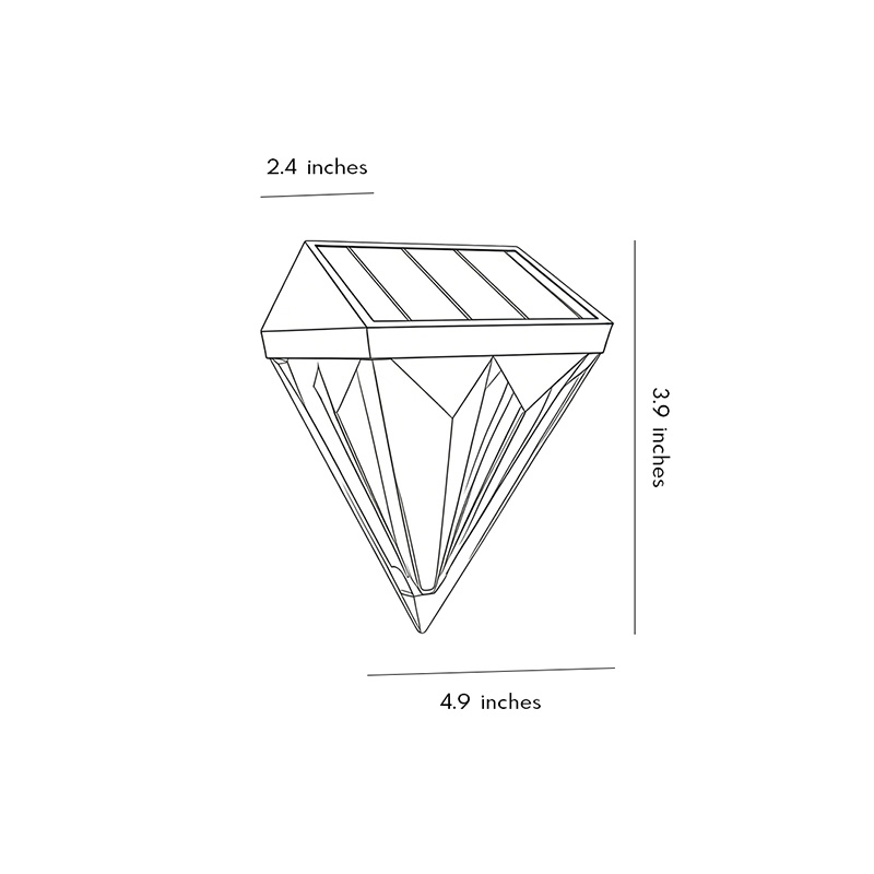 Product size charts for diamond wall lights 4.9inch by 3.9inch.
