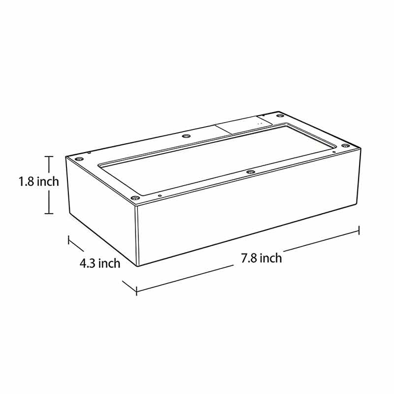 Black motion sensor outdoor wall light product size diagram 1.8inch * 4.3inch * 7.8inch.
