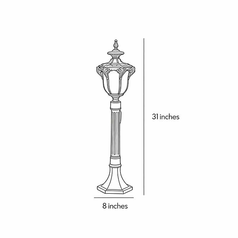 Product size diagram of led lawn lights 31inch by 8inch.