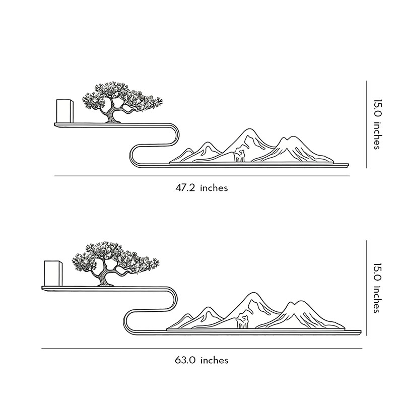 Product size diagrams for two different sizes of wall art with light.