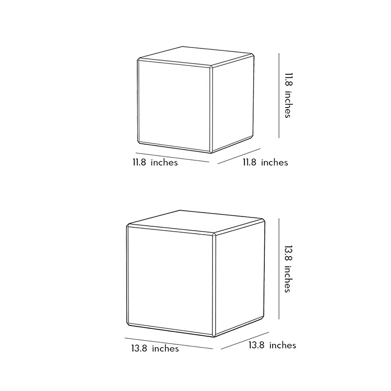 Product size diagram of two different shapes of ice cube LED lights.