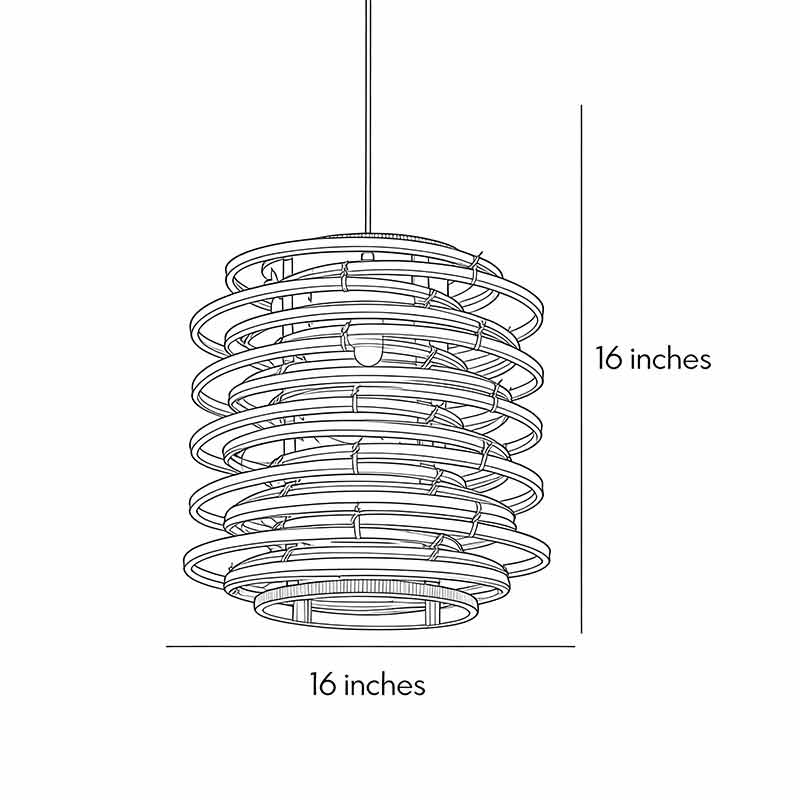 Product size charts for bamboo pendant lights 16inch * 16inch.