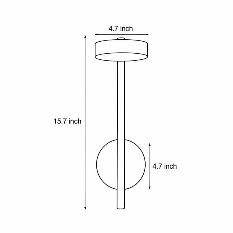Black and white size chart of bedside lamps for wall use.