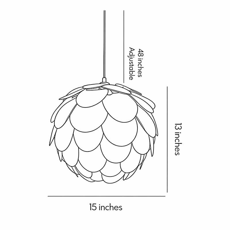 Product size chart for pinecone pendant light 15inch *13inch.