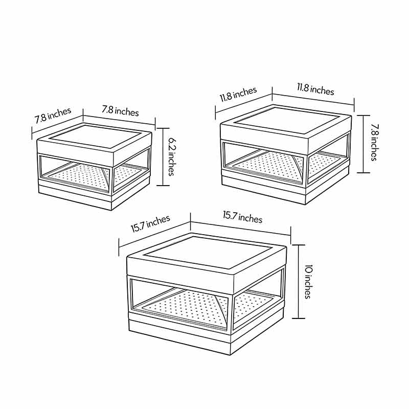 Dimensional drawings for three different sizes of pillar-top lights.