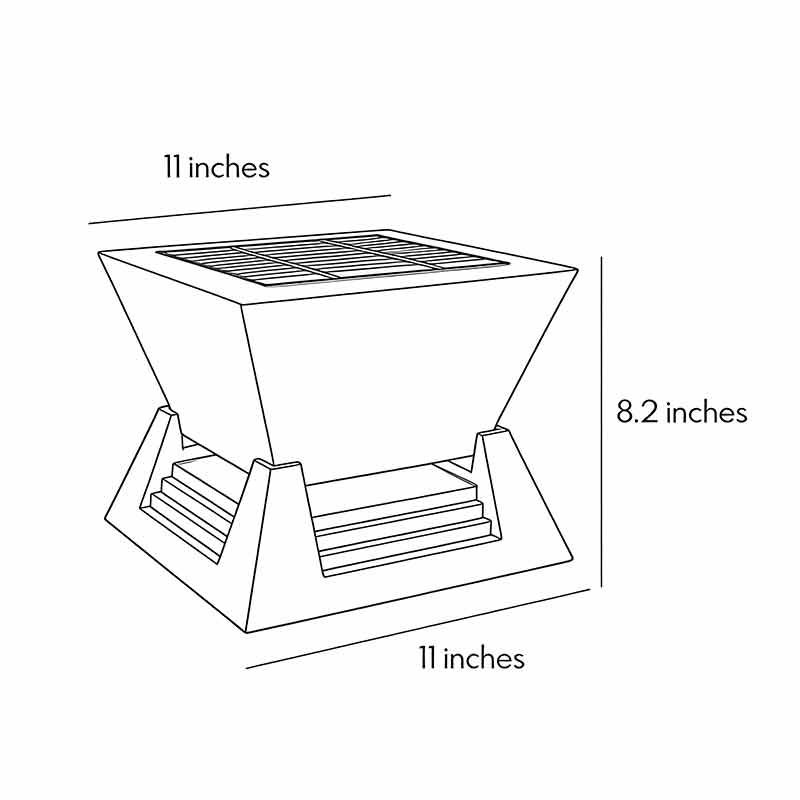 Product size diagram for large pillar lights 11inch by 8.2inch by 11inch.