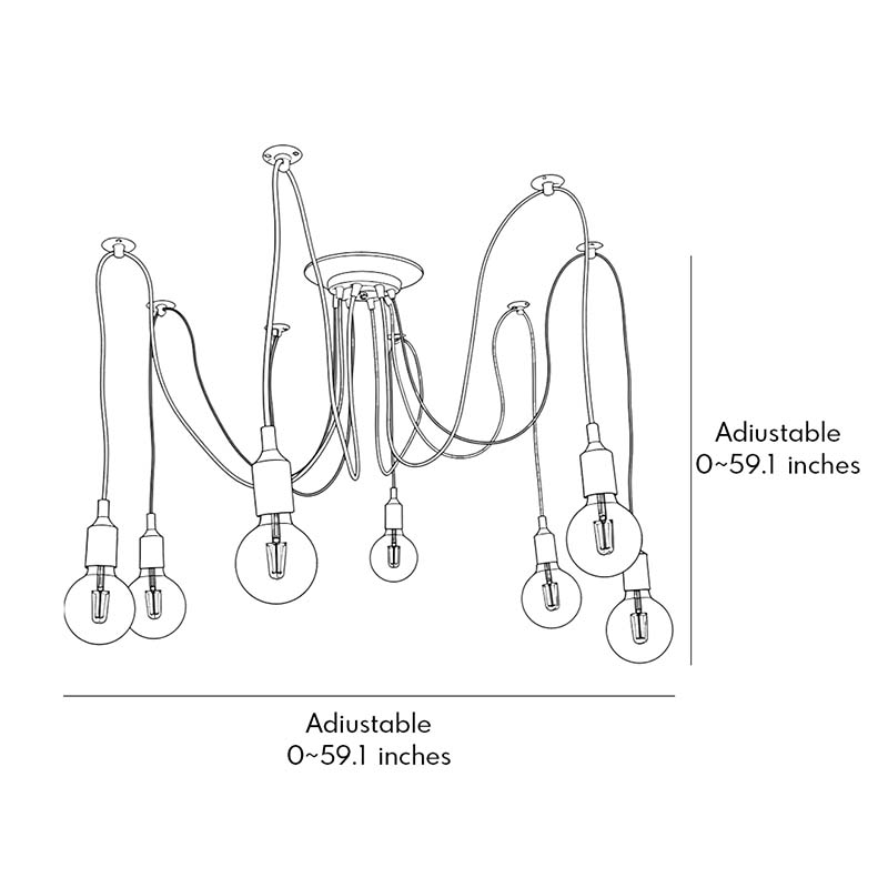 Installation length range for the spider chandelier 0~59.1inch.
