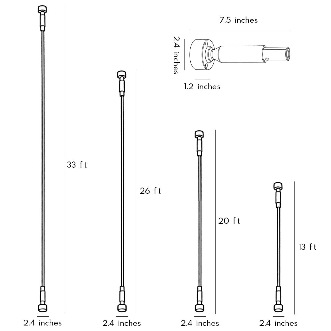 Dimensional Drawings of Skyline Linear LED Lighting in Various Lengths.