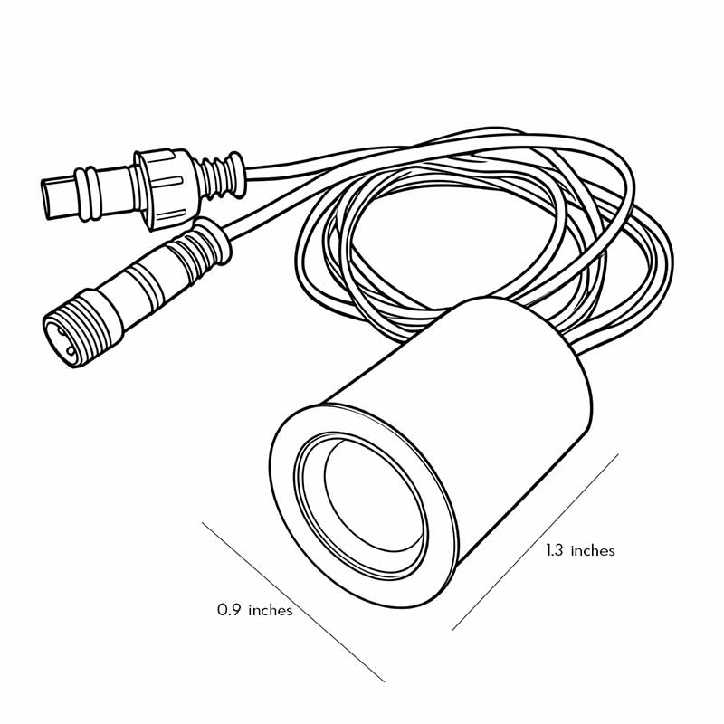 Dimensional Drawings for In-Ground Paver Lights 0.9inch * 1.3inch.