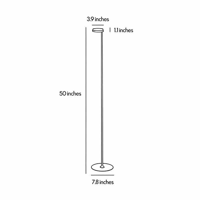 Product dimension diagram for the Black Floor Lamp 7.8inch by 50inch.