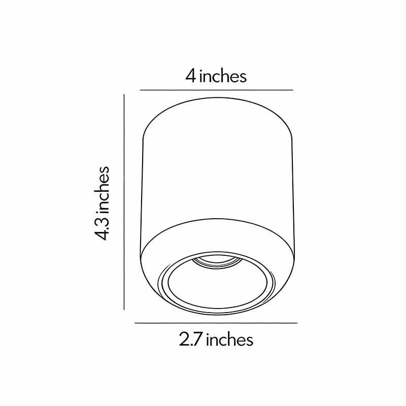 Product size charts for spotlight lamps 2.7inch by 4.3inch by 4inch.