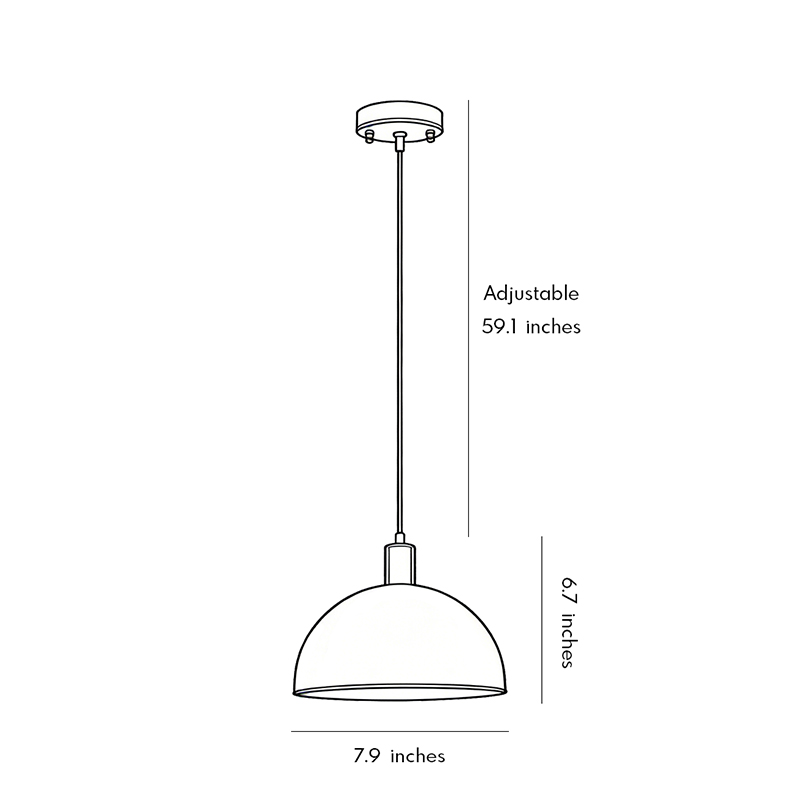 Product size diagrams for brass pendant lights 59.1inch by 7.9inch by 6.7inch.