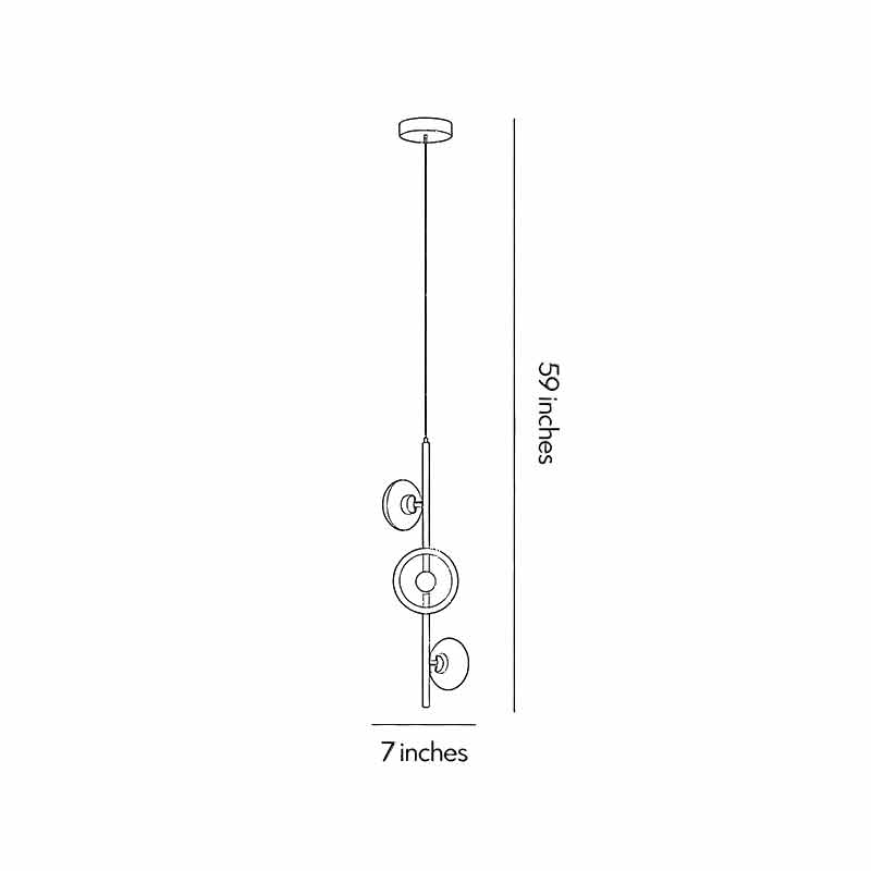Dimensional drawing for the 3-light linear pendant light.